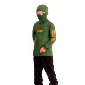 Camiseta Manga Longa Ninja (com Touca) Fishing Co Infantil - Verde Militar