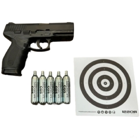 Kit de Pistola de Pressão Co2 KWC 24/7 4,5mm + 5 Cilindros Co2 + 20 Alvos