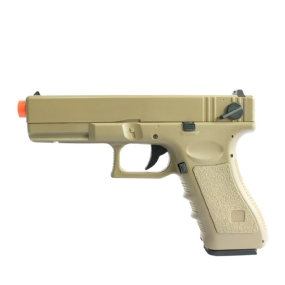 Kit de  Pistola Airsoft Cyma Glock CM030 6mm Tan + 1000 Bbs 0.20g+Silicone + Maleta Falcon+ 70 Alvos